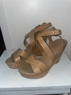 Franco Sarto Tan Cork Wedge Sandals thumbnail 2