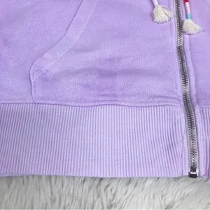 WILDFOX Hoodie Cropped Jacket‎ Large Purple Embroidered Flowers Zip Front Pastel thumbnail 13