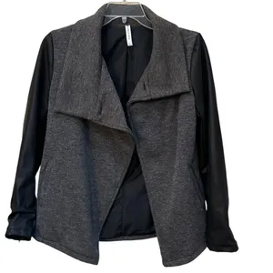 Fabletics Milano Coat Faux Leather Sleeve Size‎ Large Black Winter Lightweight thumbnail 2