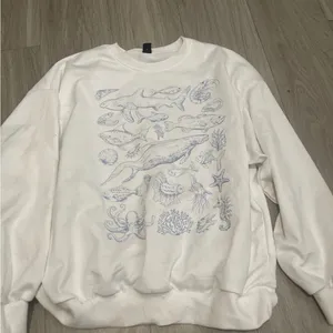 SHEIN White Marine Life Crewneck Sweater thumbnail 1