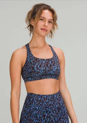 Lululemon Energy Bra *Medium Support, B–D Cups Leopard Camo Blue Nile Multi thumbnail 1