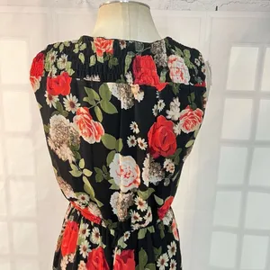 Disney beauty & the beast black red floral sleeveless maxi size medium thumbnail 6