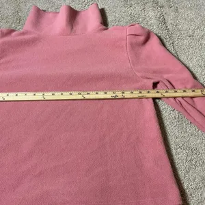 Dudley Stephens Pink Vello Fleece Puff Sleeve‎ Turtleneck Top XL Cottagecore thumbnail 6