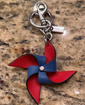 Coach Leather Pinwheel Bag Charm Key Ring thumbnail 1
