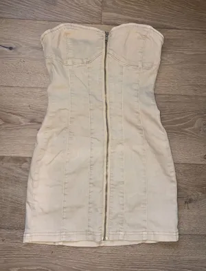 Brand new Urban Outfitters cream mini dress with zipper front, size XS thumbnail 1