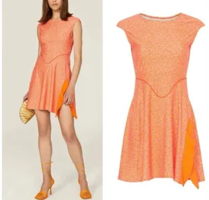 Esteban Cortazar Orange Speckled Tennis Dress Sz XS thumbnail 2