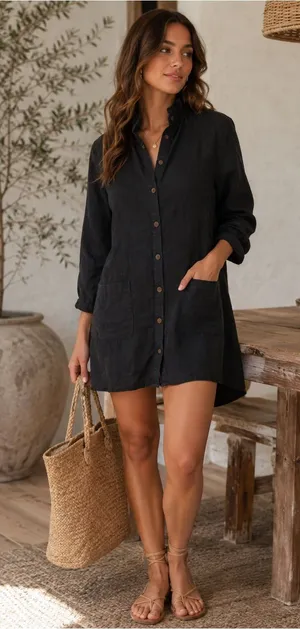 Go Silk linen Lagenlook dress size medium thumbnail 1