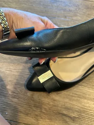 Kate Spade Norah Black Pointed-Toe Leather Flats with Bow and Gold Plaque size 8 thumbnail 9