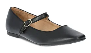 Classic Black Leather Mary Jane Ballet Flats thumbnail 1