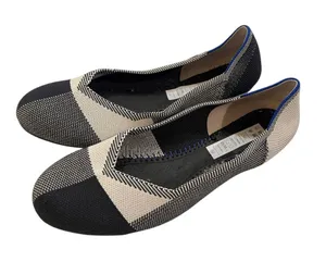 Rothy's Captoe Buffalo Plaid Slip On Flats Size 10 Black White Casual Retired thumbnail 1