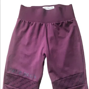 True Religion Monogram Yoga Leggings Knit Mesh High Waisted Burgundy Size S thumbnail 4
