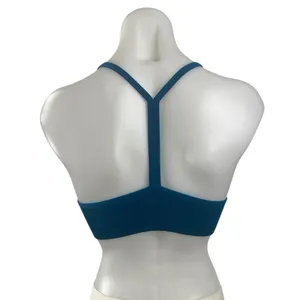 Set Active Blue Ribbed Knit Yoga Workout Athletic Sports Bra Crop Top Size S thumbnail 3