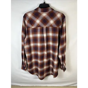 GAP Women's Soft Cotton Flannel Relaxed Fit Brown Plaid Women’s Large thumbnail 2