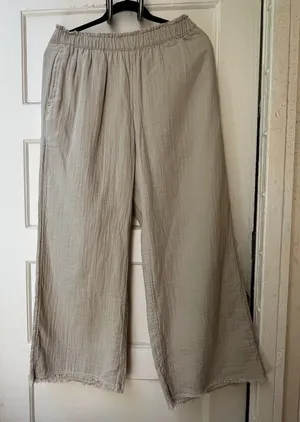 Old Navy High Rise Wide Leg Pants Sz M Beige Comfort Waist Office Casual Summer thumbnail 1