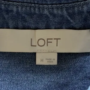 LOFT Denim Shirt Dress Women's SzM Blue Button Front Long Sleeve Casual Chambray thumbnail 4