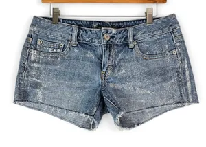 American Eagle Shorts Womens 6 Blue Sparkly Bedazzled Booty‎ Short Hot Pants thumbnail 1