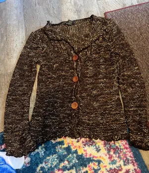 Bcbg maxarzia Women’s Brown Marled Button-Front Sweater thumbnail 1