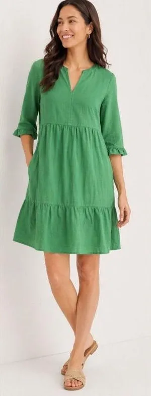 J. Jill Jardin Fern Green Linen Mixed Quarter Women Dress Size Médium NWOT thumbnail 1