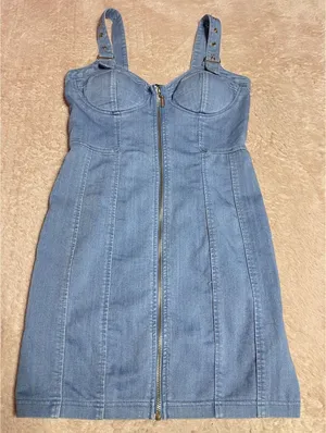 Haute Monde Women Sz‎ M Sleeveless Sweetheart Bust Denim Dress Blue NWOT Bin12 thumbnail 1