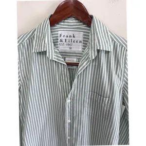 Frank & Eileen Barry Stripe Tailored Green White Button Down Shirt Cotton SZ‎ XS thumbnail 6