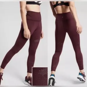 Athleta persistence laser cut 7/8 tight maroon leggings thumbnail 2