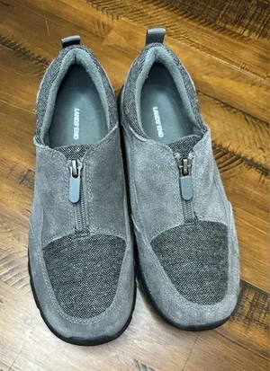 LANDS END Women's Shoes All Weather Insulated Suede Front-Zip Moc US 8B Gray EUC thumbnail 1
