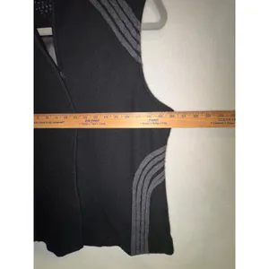 Icelandic Design Black Boiled Wool Vest‎ Grey Corded Embroidery Petite L vintage thumbnail 3