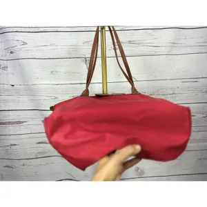 Longchamp Le Pliage Tote Bag Lot of 2 Red Gray Nylon Leather AS IS thumbnail 2
