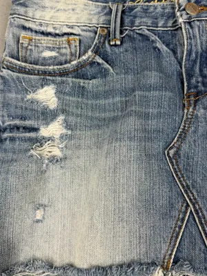 Ruehl No.925 Denim Mini Skirt W27 Distressed Frayed Low Rise Y2K 2000s thumbnail 2
