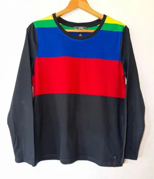 Ralph‎ Lauren Active Color Block Stripe Long Sleeve Cotton Shirt Black Size XL thumbnail 1