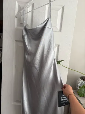 Lulus Silver Satin Dress thumbnail 3