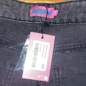 NWT edikted low rise black jeans with pink bow embroidery thumbnail 2