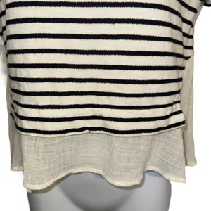 FREE PEOPLE French Kiss Black White Striped High Low Blouse‎ S/S Size XS thumbnail 4