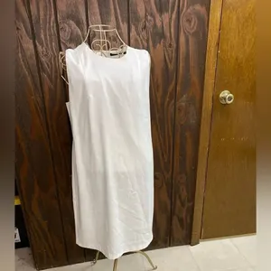 Zara Basic Sleeveless Shift Dress NWT Size M White thumbnail 7
