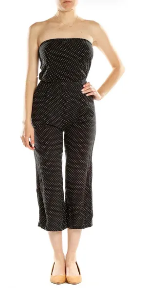Full Tilt Black Polka Dot Strapless Jumpsuit thumbnail 1