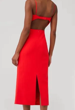 Red Bardot Vienna midi dress with cut-out detail NWT thumbnail 3