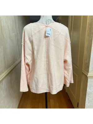 Free People Intimately Day Off Fleece Pullover Sweater Peach lounge cozy Sz S thumbnail 8