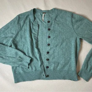 Free People Always With Me Cardigan in Teal thumbnail 3