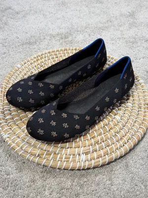 Rothy’s Women’s The Flat Shoes Comfort Knit in Black/metallic Daisy Sparkle 10.5 thumbnail 5