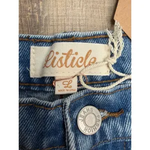 Listicle Wide Leg Jeans NWT L High Rise Denim Trendy‎ Cropped Raw Hem thumbnail 4