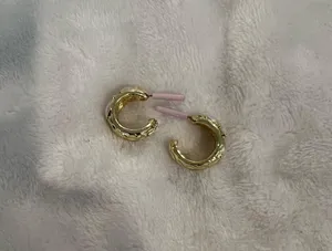 Gold Hoop Earrings with Pearl Accent thumbnail 2