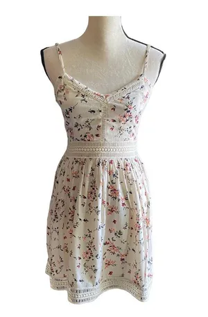beautiful cream floral sundress thumbnail 1