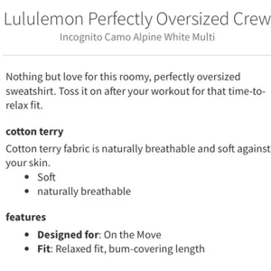 Lululemon Perfectly Oversized Crew in Igcognito Camo Alpine White Multi thumbnail 10