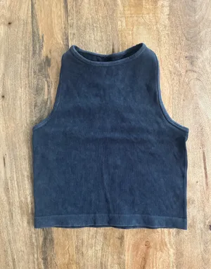 Aura Tank Top Ribbed S/M Blue High Neck thumbnail 1