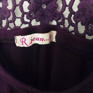 R Jean Purple Crochet Back Tank Top | Juniors Size Large | Flowy Sleeveless Blou thumbnail 5