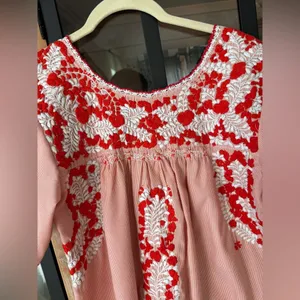 Margarita Embroidered shift dress oaxacan floral sara golondrina short sleeve thumbnail 2