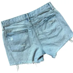 Womens Just USA Light Wash Distressed Raw Hem Denim Jean Shorts - Sz L thumbnail 2
