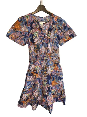 Anthropologie Blue Floral Print Mini Dress thumbnail 1