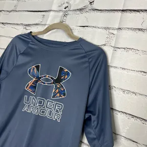 Under Armour Youth XL Navy Performance Logo Athletic Loose Fit Gym Training Tee thumbnail 7