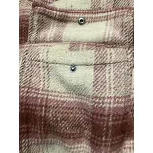 American Eagle Plaid Sherpa Lined Shacket Jacket L Burgundy Cream Button Front thumbnail 6